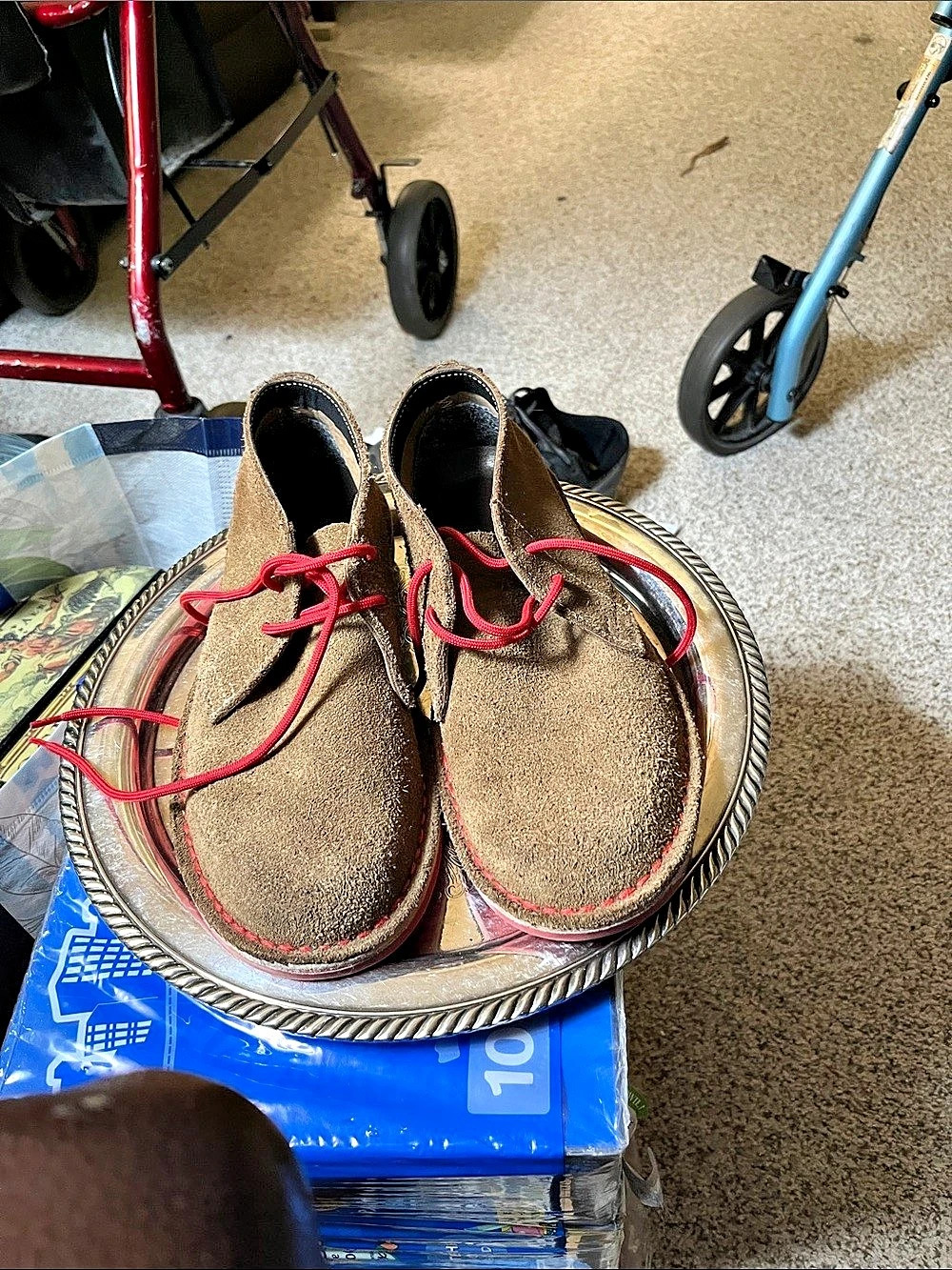 Veloskoen Brown Boat Shoes Red Laces